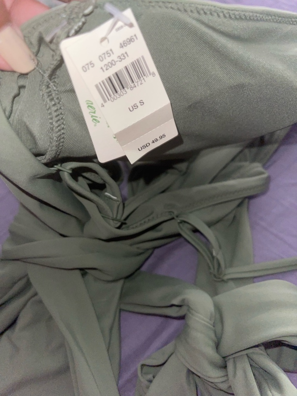 aerie Olive Green Wrap-Tie One-Piece Swimsuit - Picture 3 of 3